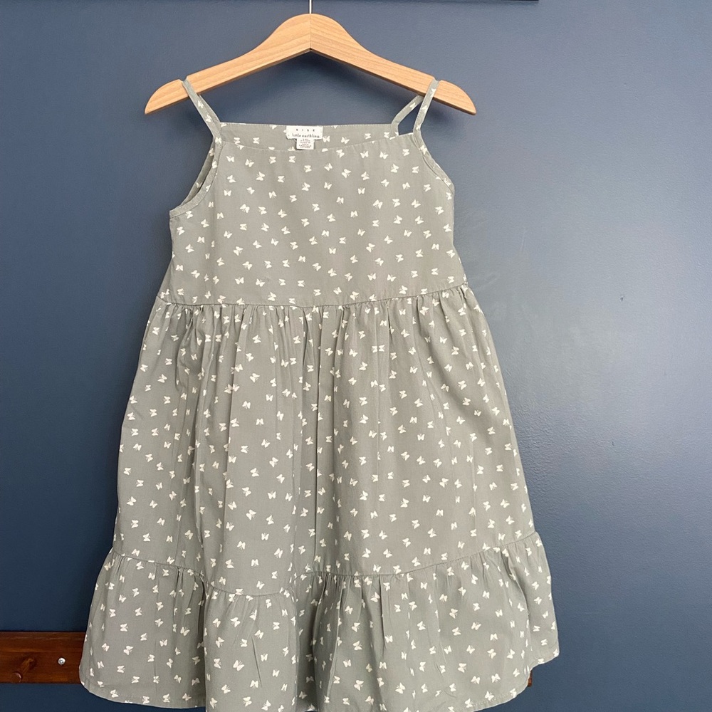 Little Earth Sage Green Butterfly Print Fabric size 3-4 kids